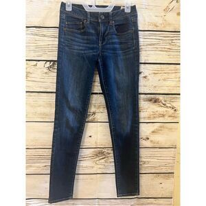 American Eagle Outfitters Super Skinny stretch dark blue jeans 2 long